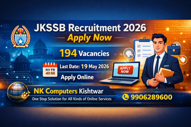 JKSSB Fresh Advertisement for Divisional/District Cadre posts belonging to various Department(s), Jammu & Kashmir.