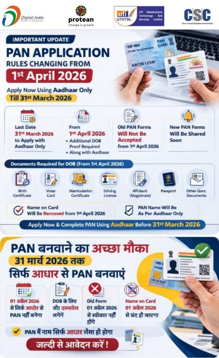 Income Tax New Revised Guidelines for PAN Application Forms and Proof of Date of Birth (Effective 01 April 2026)