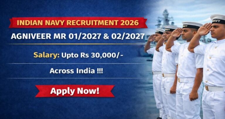 Indian Navy Agniveer MR Recruitment 01/2027 & 02/2027 – Apply Online for Agniveer (MR) Posts