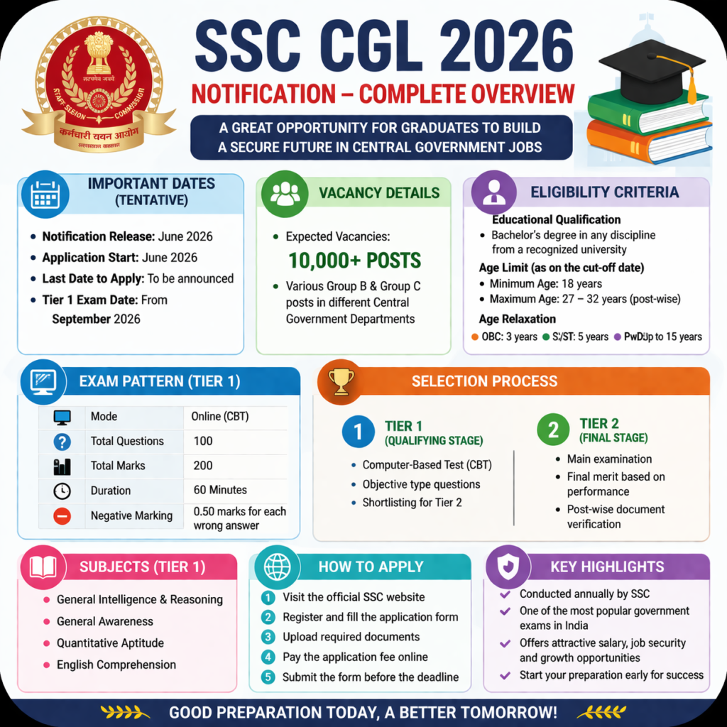 SSC CGL RECRUITMENT NOTIFICATON 2026